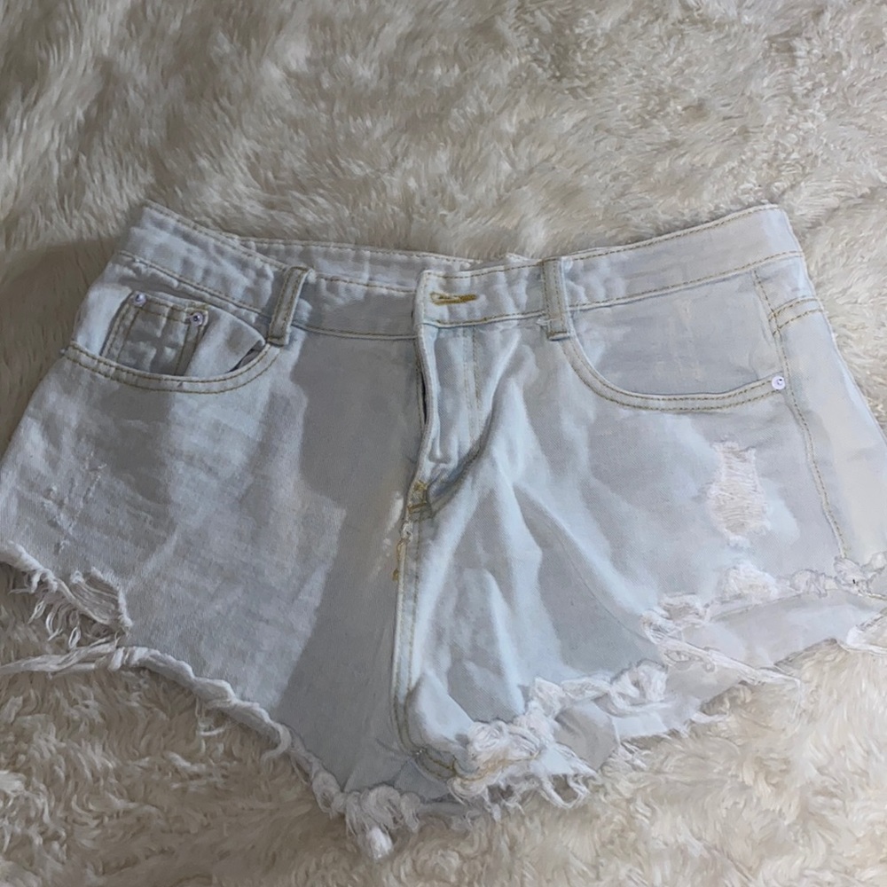 Light wash jean booty shorts